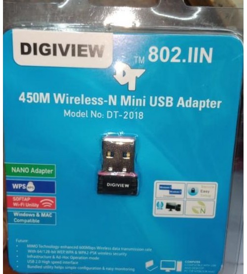 DIGIVIEW 450M Wireless-N Mini USB Adapter, 802.IIN
