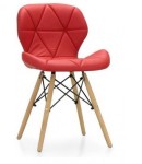 Leatherette, Cafeteria Designer Chair in Wooden & Metal Frame, Without Arm, Color Red, Warranty: 12 Months