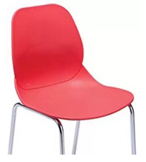 Cafeteria Chair in Molded PVC, PVC Chair, Without Arm, Frame SS204, Color Blue, Red, Yellow, Warranty: 12 Months